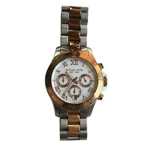 Michael Kors Layton MK5622 silver rose gold two-tone stainless steel watch $375